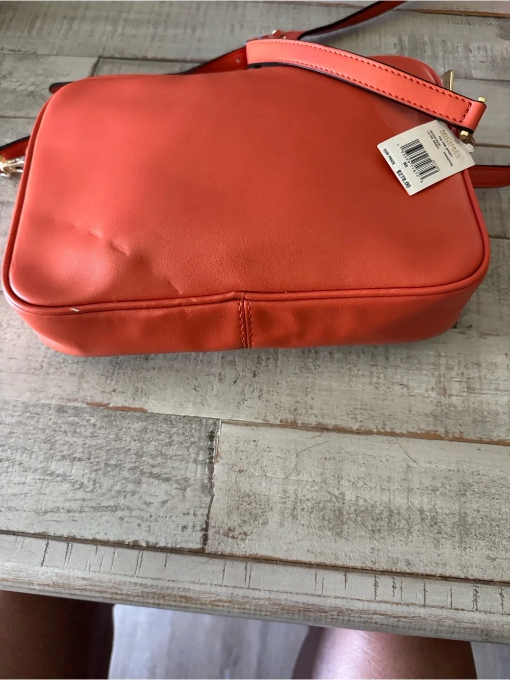 Michael Kors Cream and Orange Crossbody Bag with MK Logo Patch - Picture 11 of 13